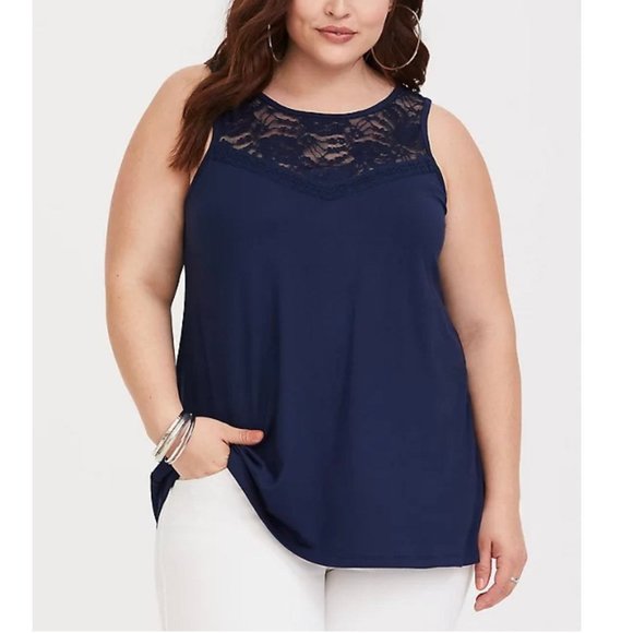 Torrid Super Soft Lace Inset Tank Top Plus Size 5X - Picture 1 of 4
